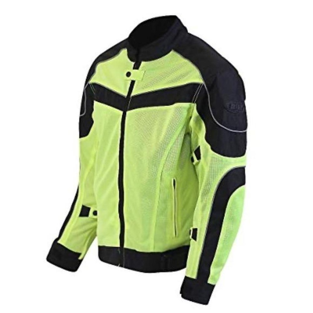 BILT Men's Hi-Vis Neon Mesh Motorcycle Jacket Black Safety Riding Size 4XL